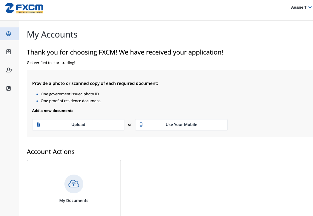 FXCM Account Verification