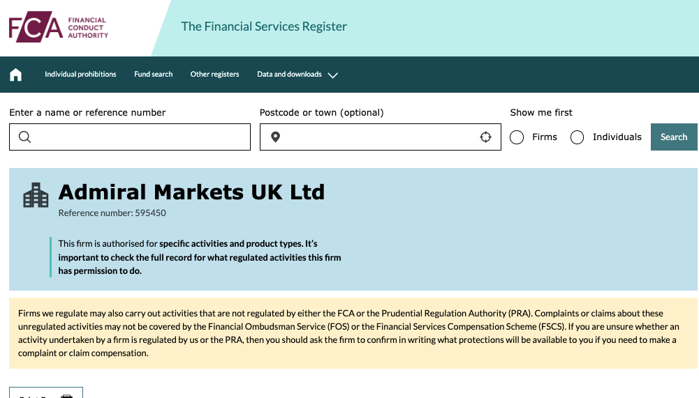Admiral Markets UK FCA Regulation