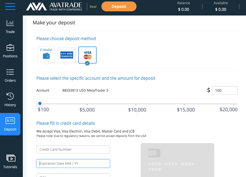 Deposit to AvaTrade Australia