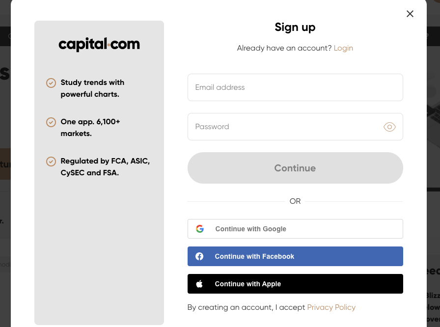 Create Account on Capital.com Australia
