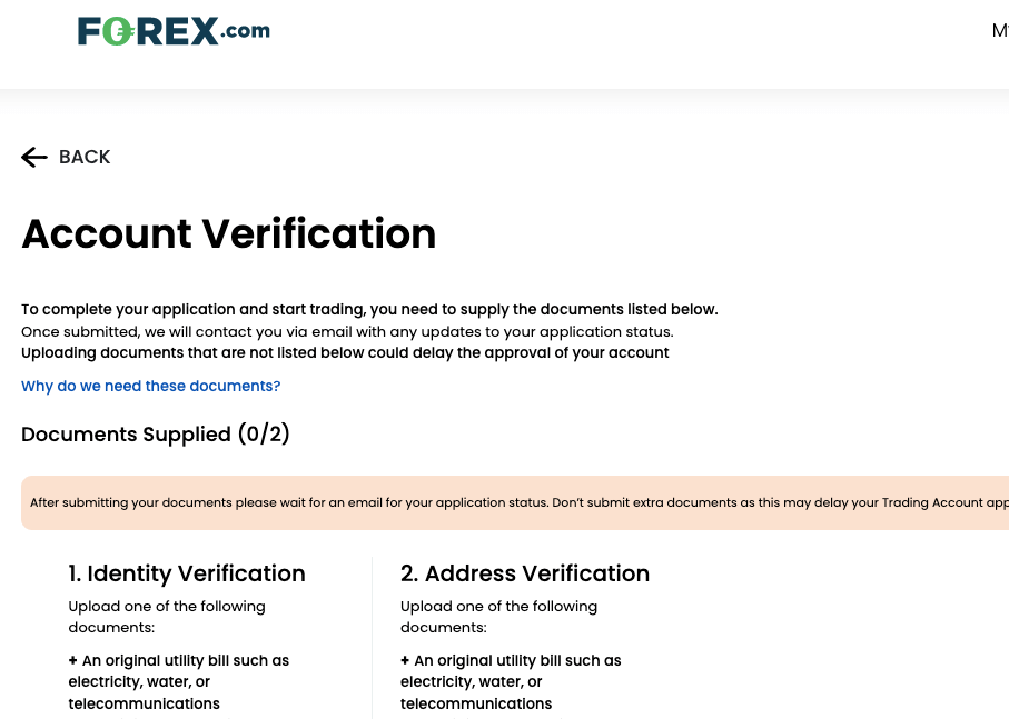 Verify Account on Forex.com