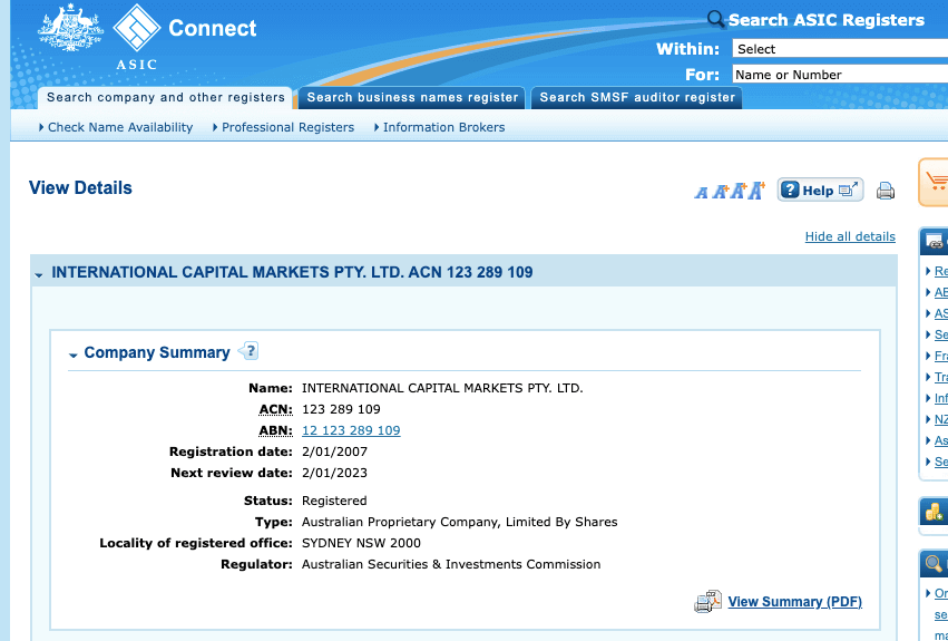 IC Markets Ghana ASIC License"