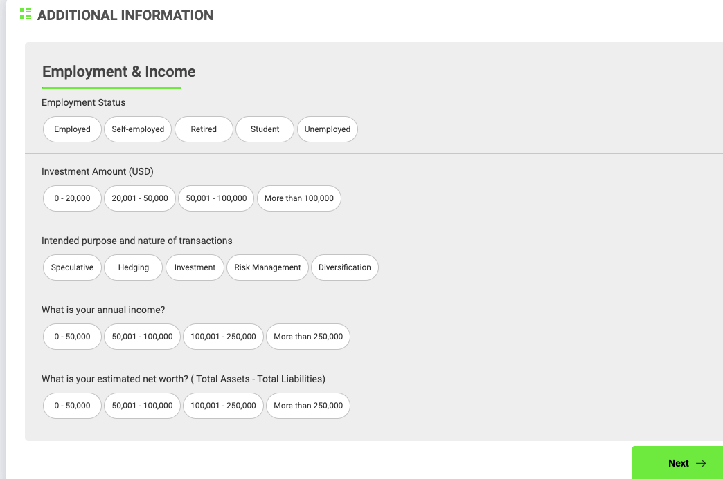 IC Markets Account information