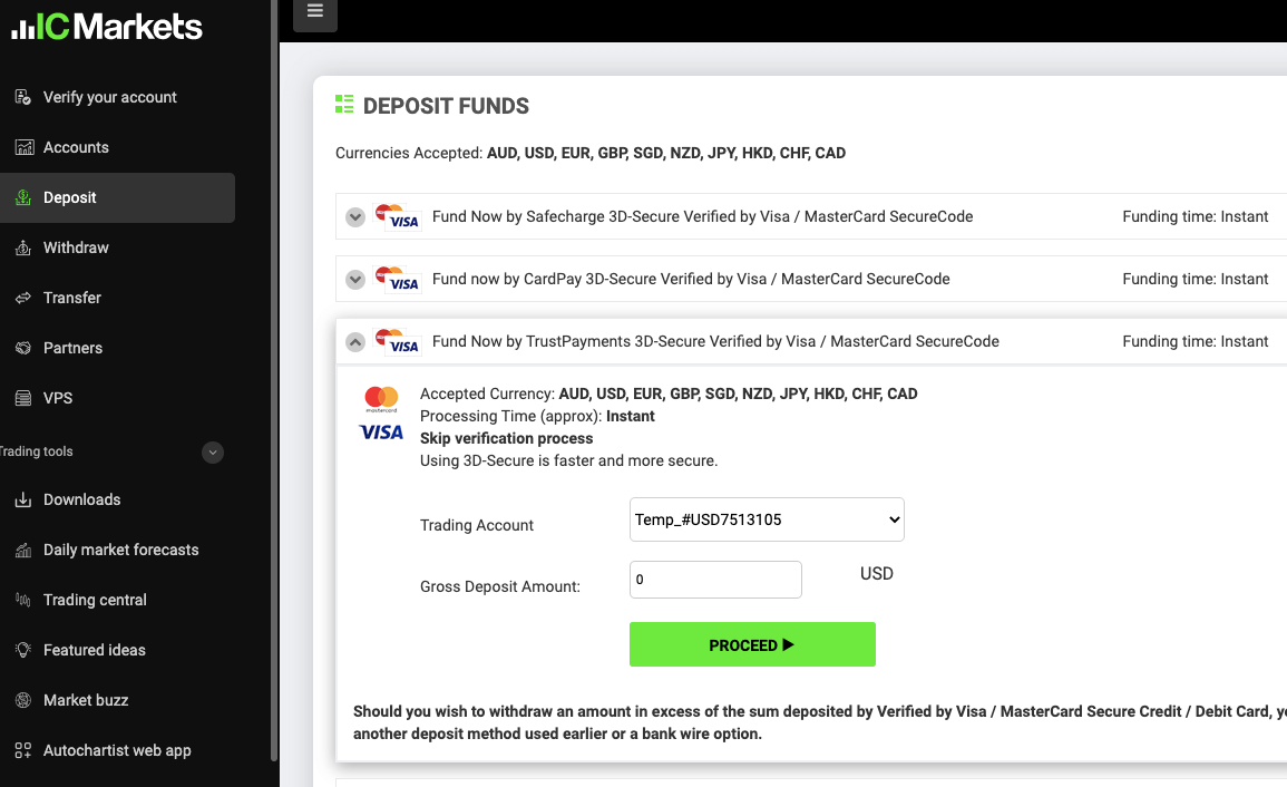 IC Markets Deposit