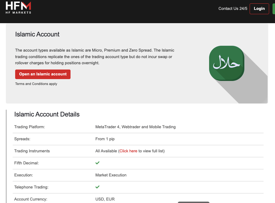 HF Markets Swap-Free Islamic Account