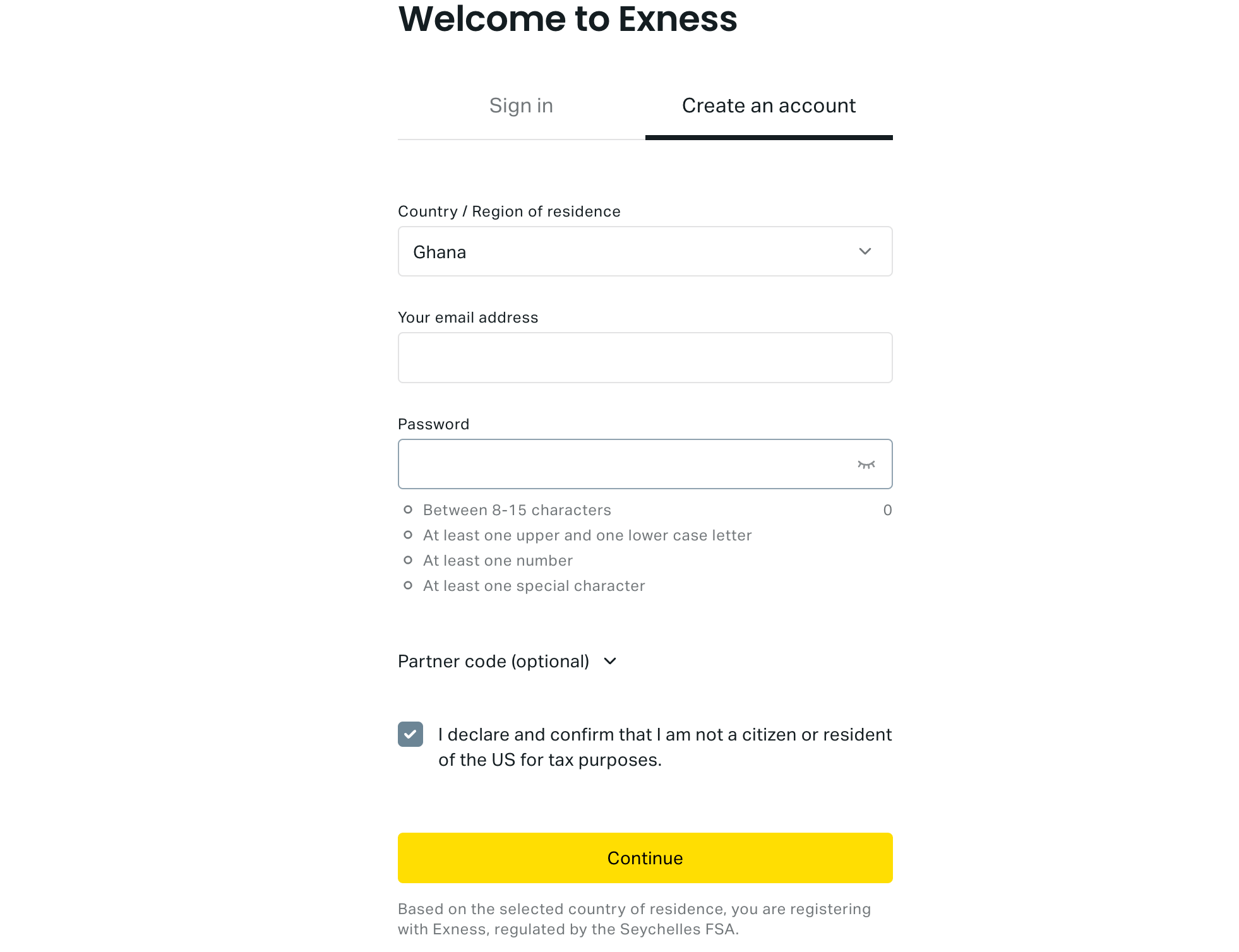 Exness Registration