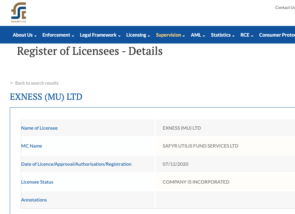 Exness FSC Regulation