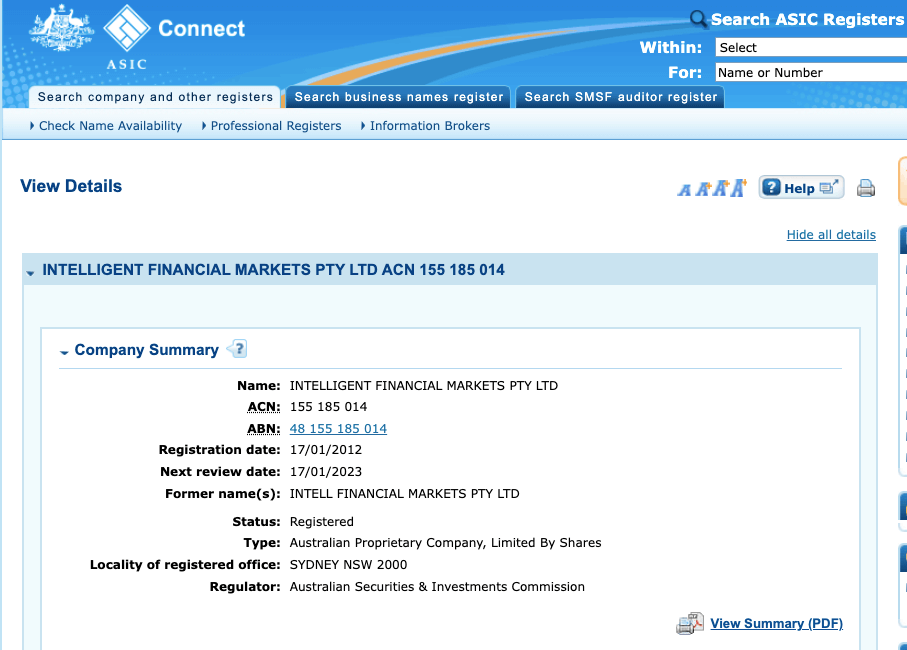 FBS ASIC Regulation in Australia