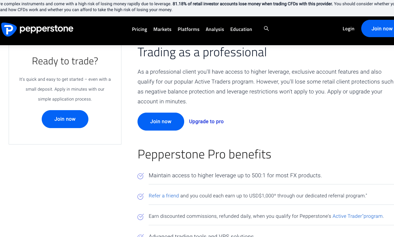 Pepperstone Professional Client