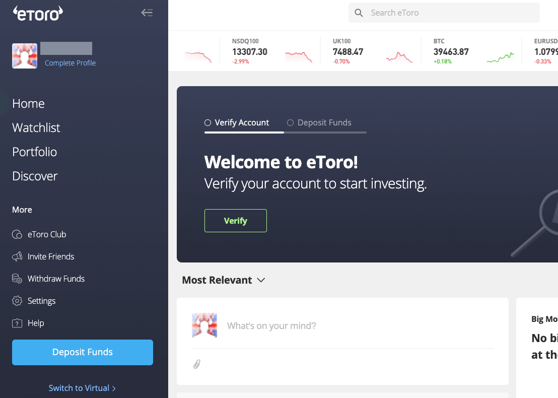 eToro Trading Account