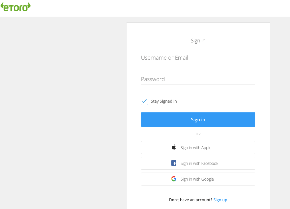 Sign in to eToro