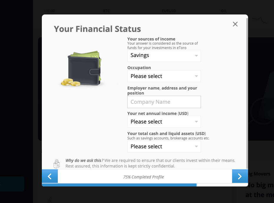 eToro Registration Process