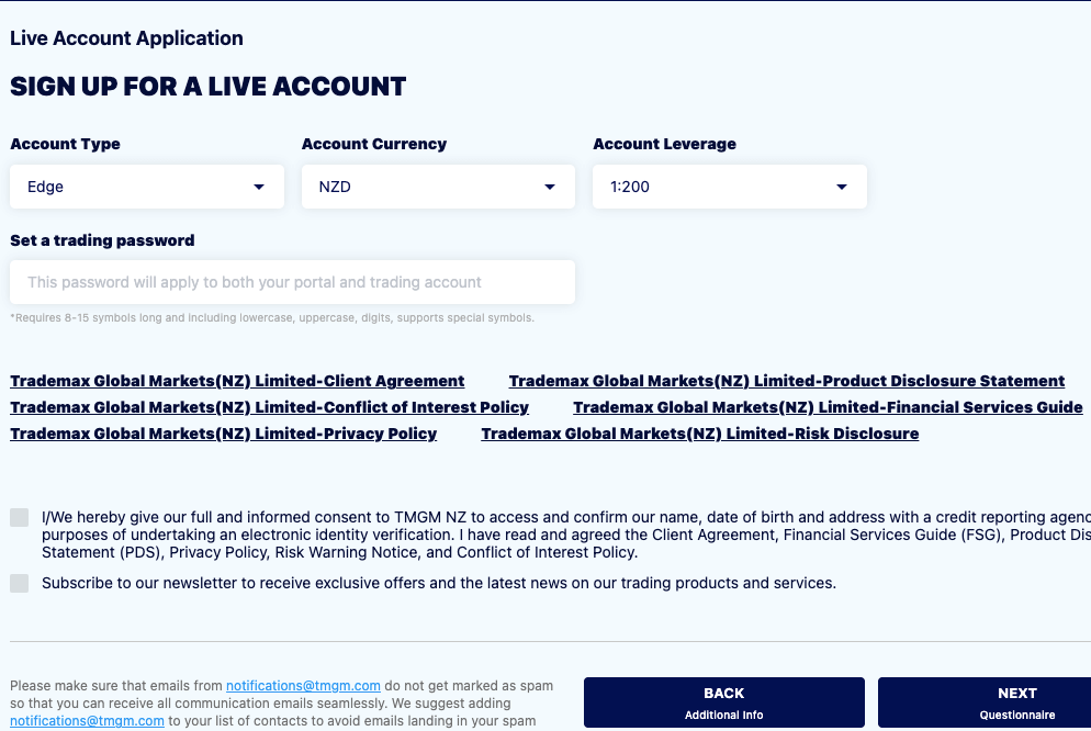 Account Types on TMGM NZ
