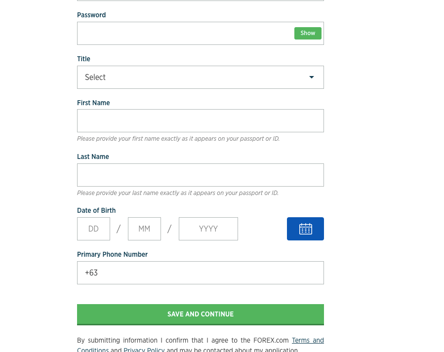 Signup on City Index