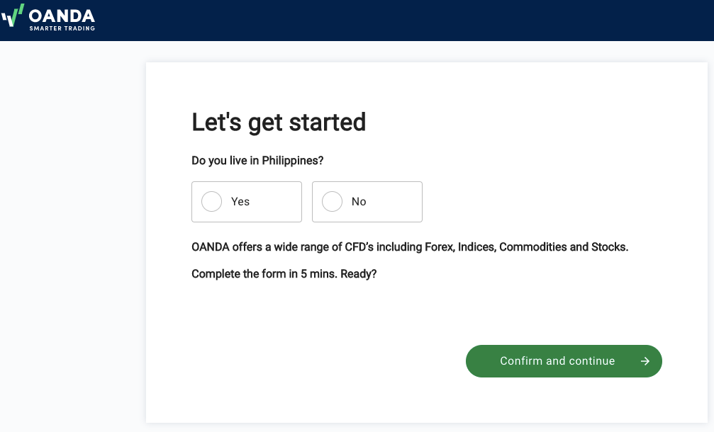 Register with OANDA Philippines