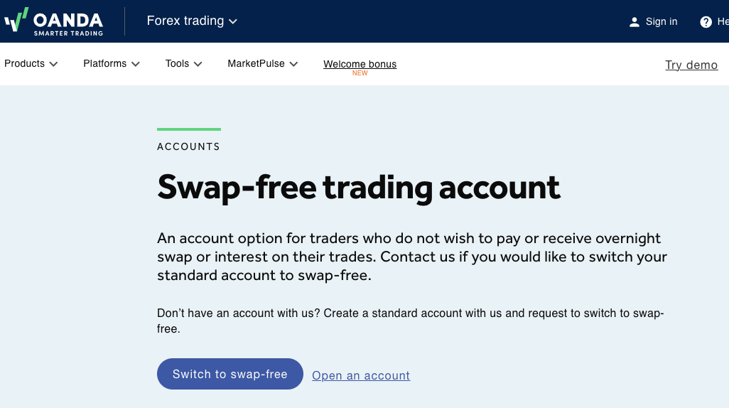 OANDA Philippines Swap-free Account