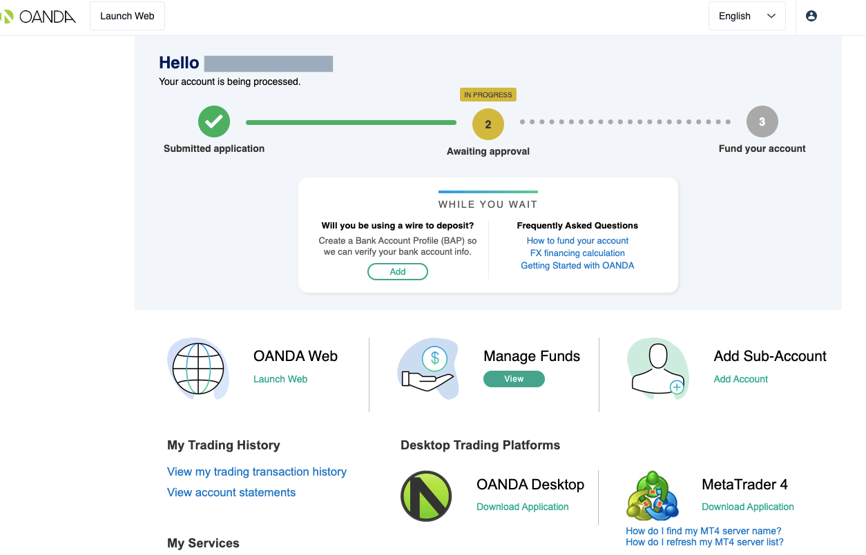 Manage OANDA Funds