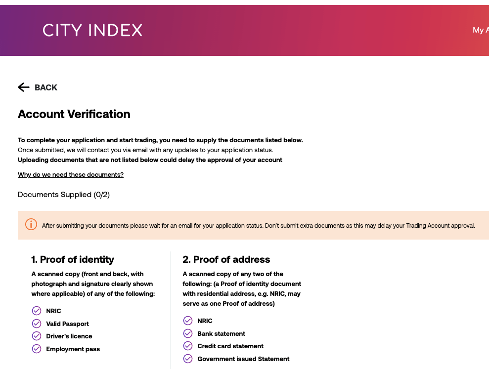 Verify City Index Account