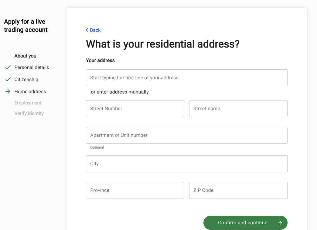 New User Address on OANDA