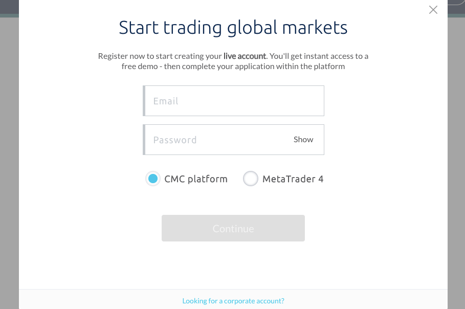 Signup on CMC Markets