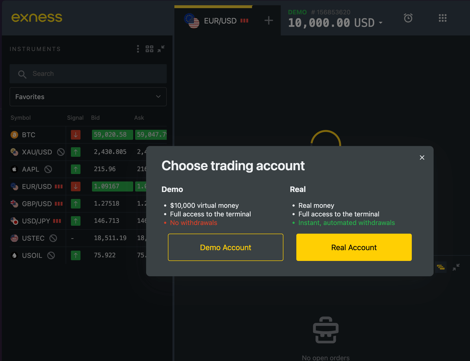 Exness Trading Account