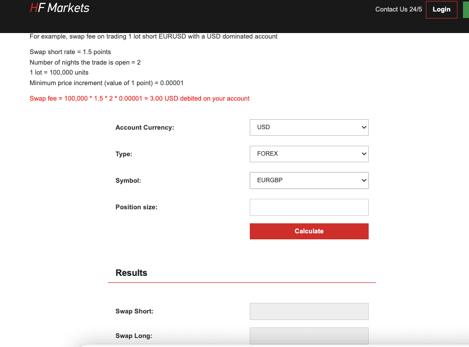 HF Markets Calculator