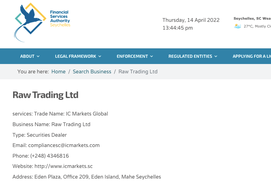 IC Markets Seychelles Regulation