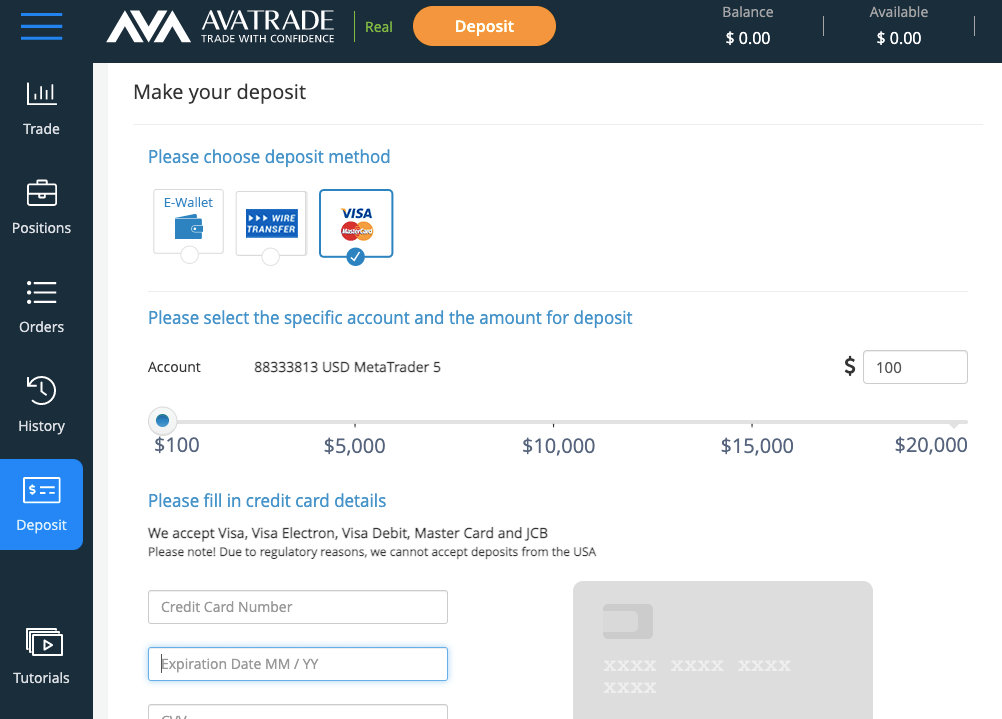 Deposit to AvaTrade UK