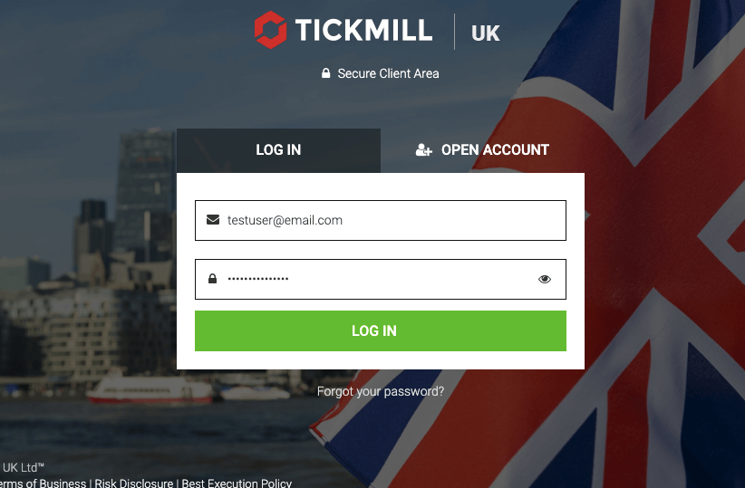 Log in to Tickmill UK