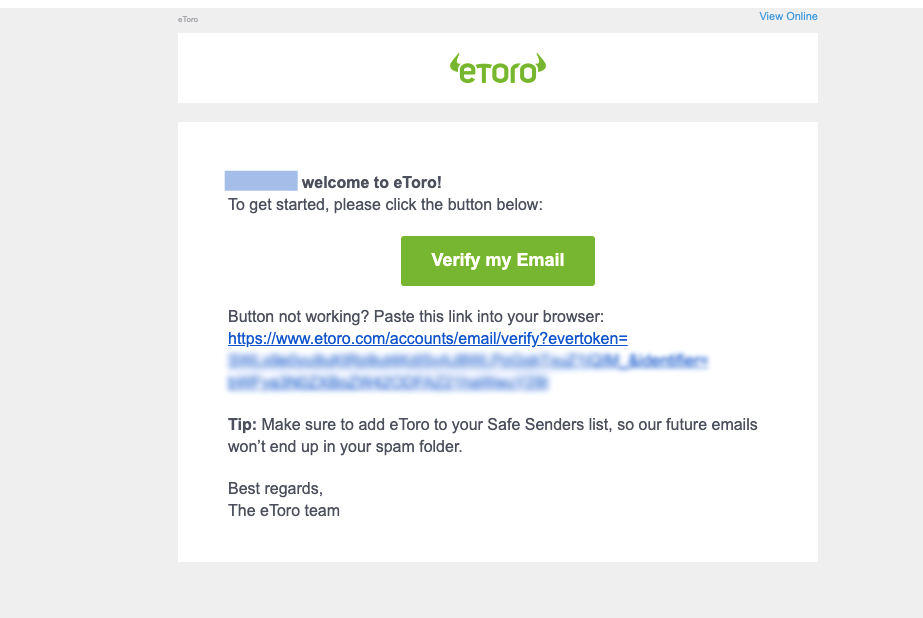 Verify Email with eToro UK