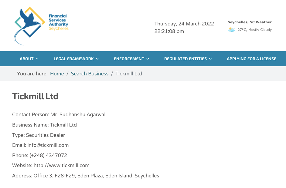 Tickmill UK FSA Seychelles Regulation