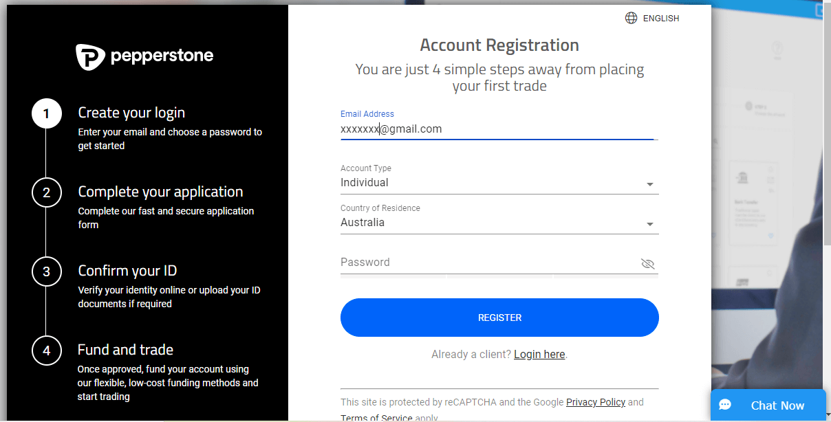 Pepperstone Account Registration