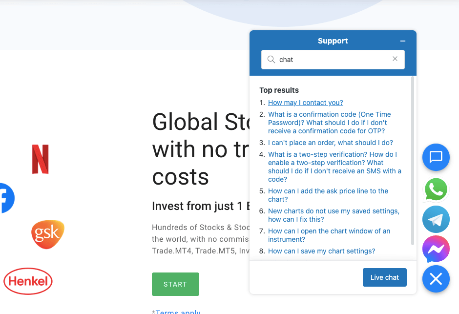Admiral Markets Live Chat Support