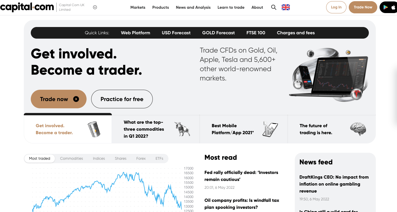 Capital.com UK Website Homepage