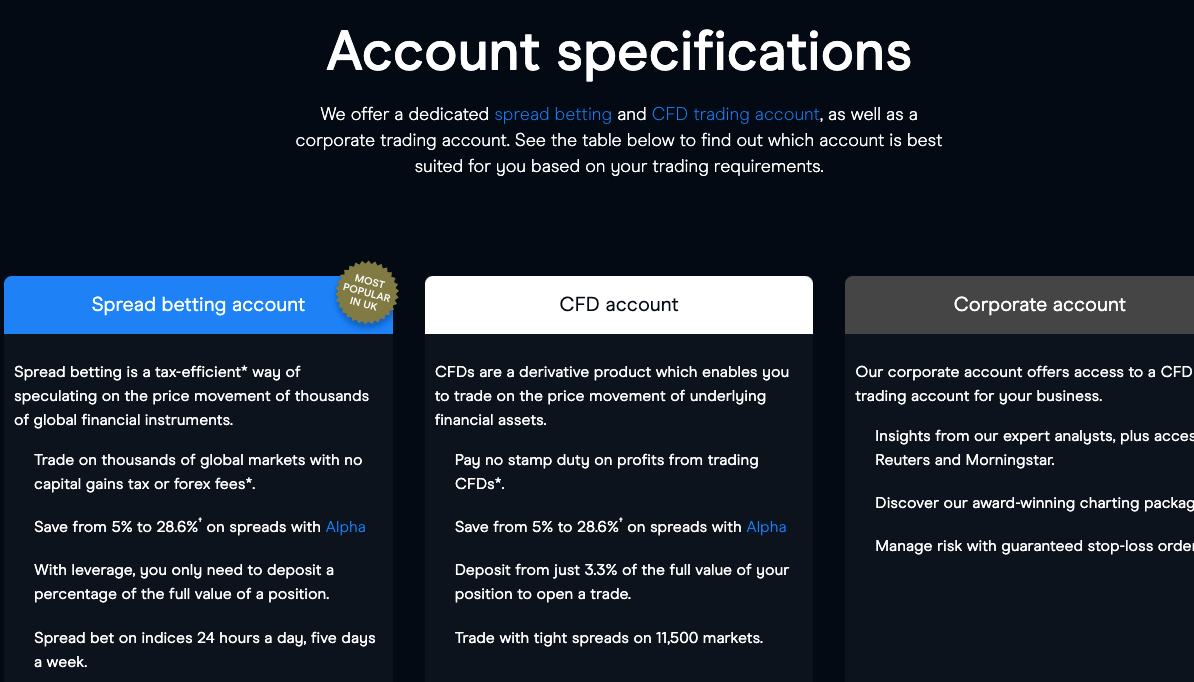 CMC Markets UK Account Types