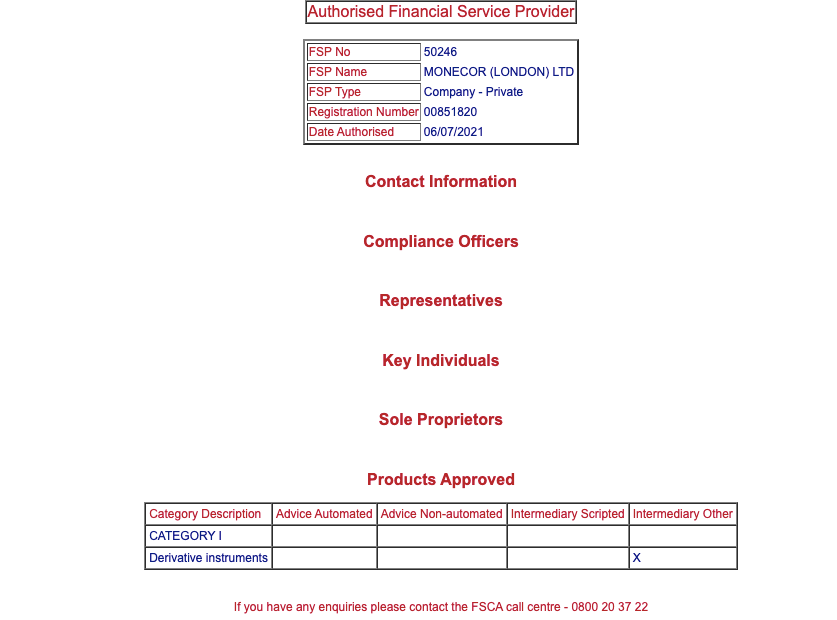 ETX Capital FSCA Authorisation