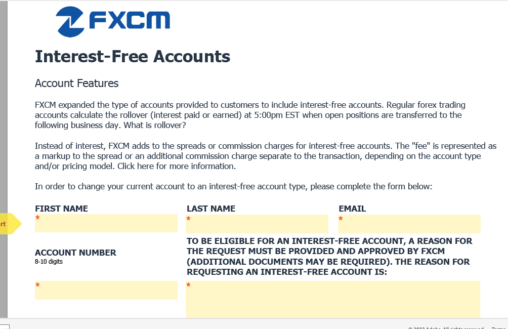 FXCM UK Islamic Swap Free Account