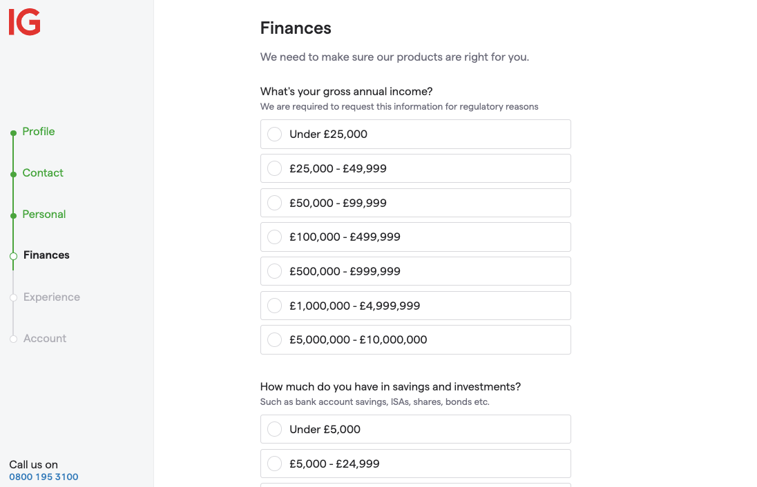 Financial Status on IG Markets