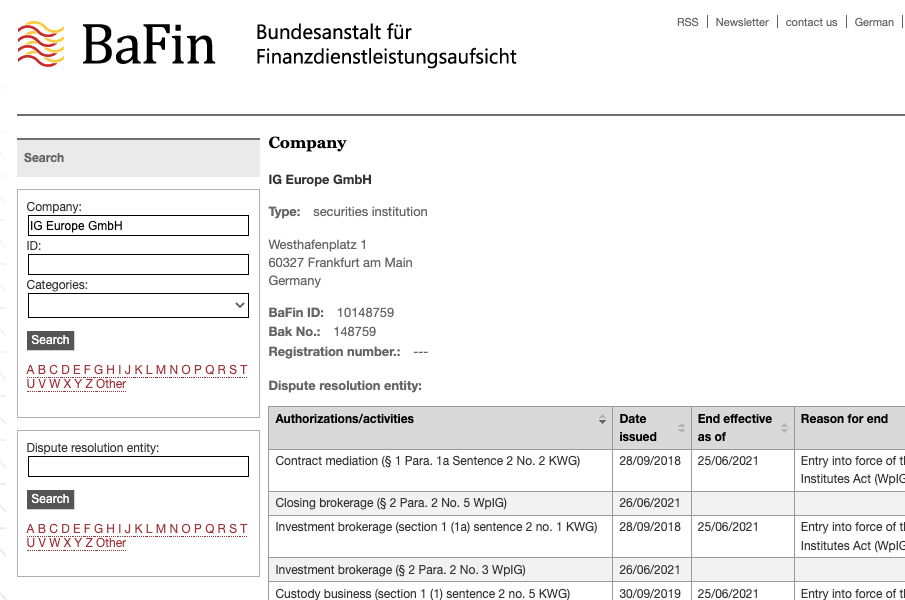 IG Markets License in Europe