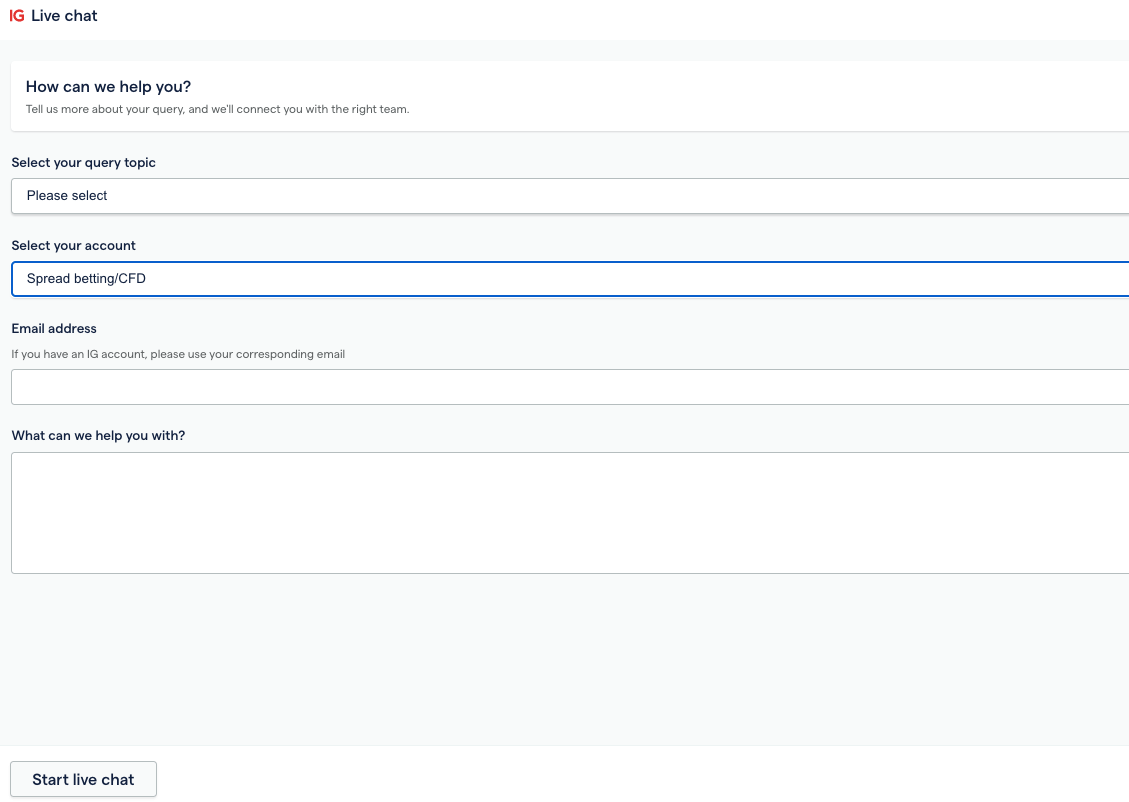 Live Chat on IG Markets UK