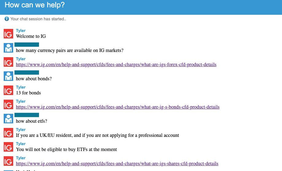 IG Markets UK Live Chat