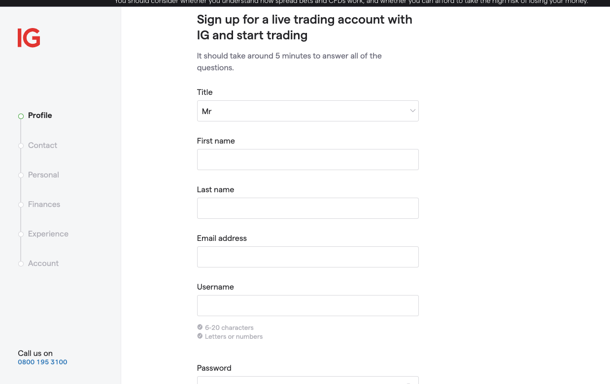 Create Account on IG Markets UK