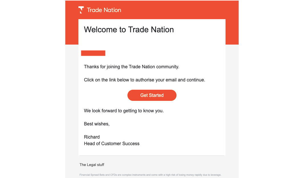 Verify Email on Trade Nation