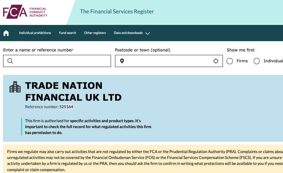 Trade Nation UK FCA Regulation
