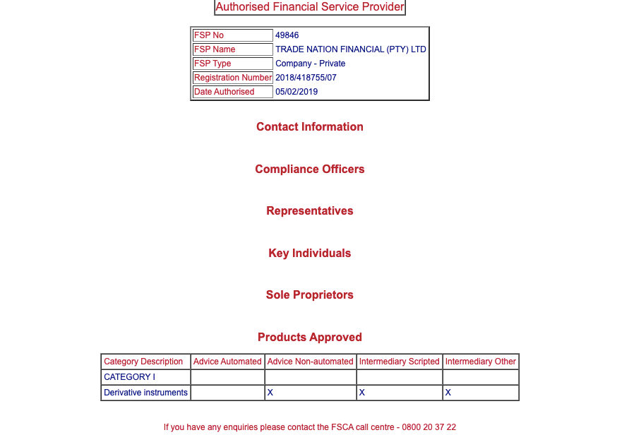 Trade Nation Authorisation in South Africa