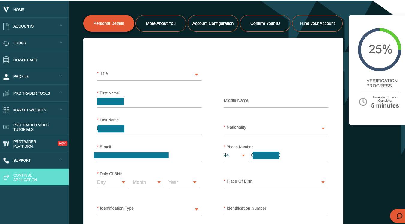 Open Account with Vantage FX