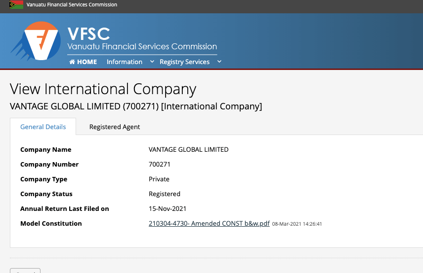 Vantage FX VFSC License