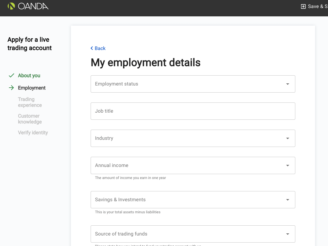 OANDA UK Employment Status
