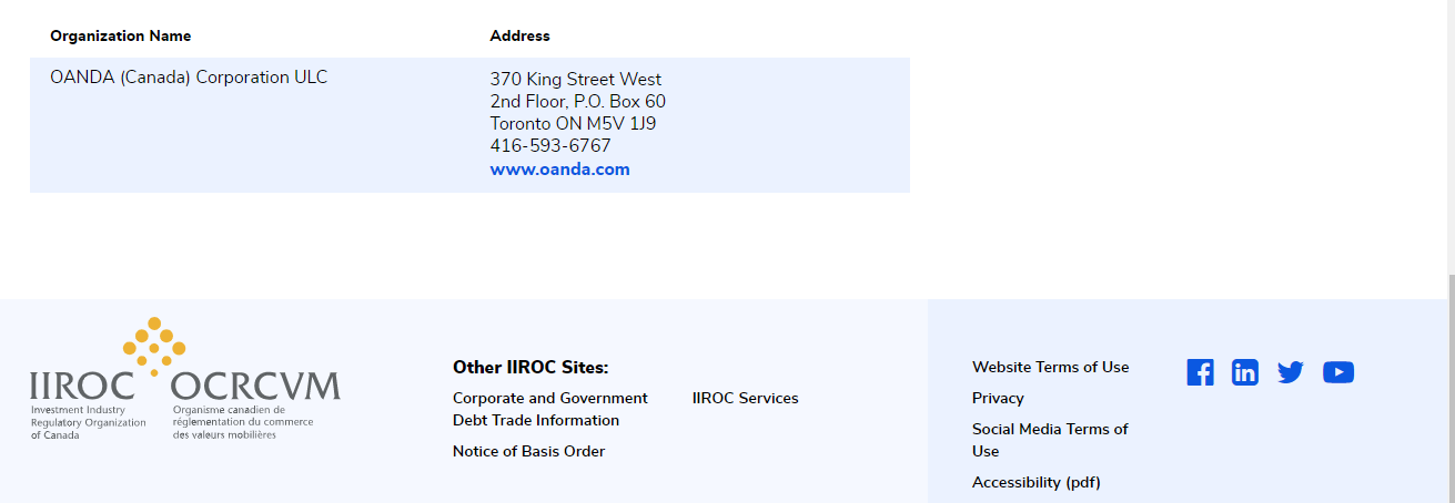 OANDA IIROC License