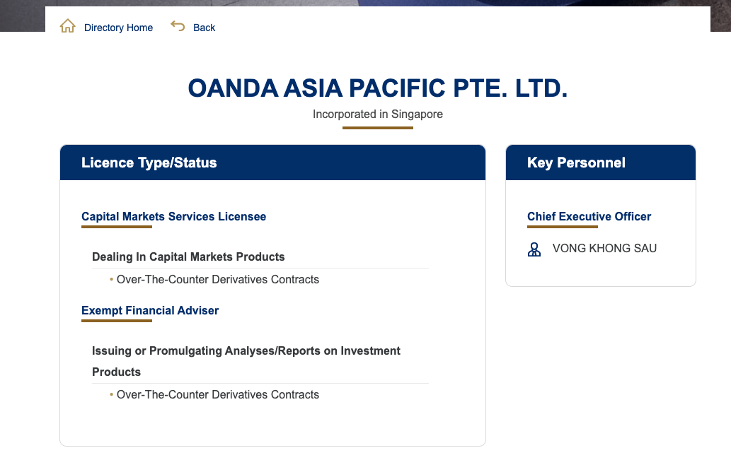 OANDA License in Asia